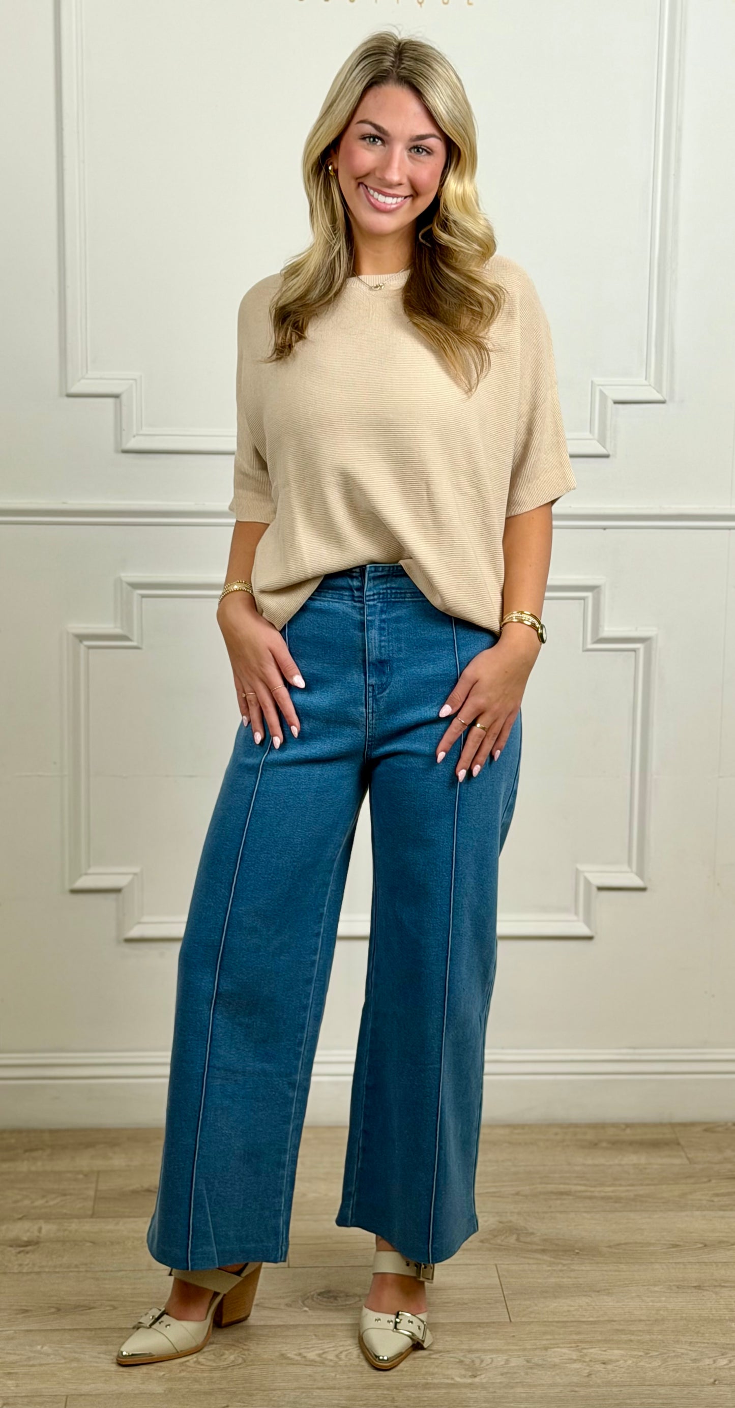 Natural Dolman Sleeve Sweater Top