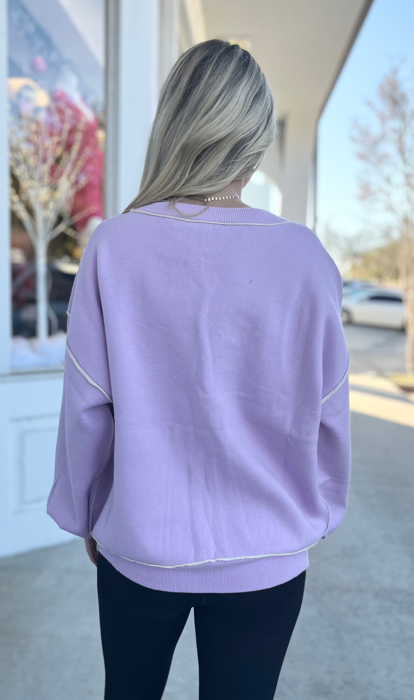 Lilac Crew Neck Seam Sweater