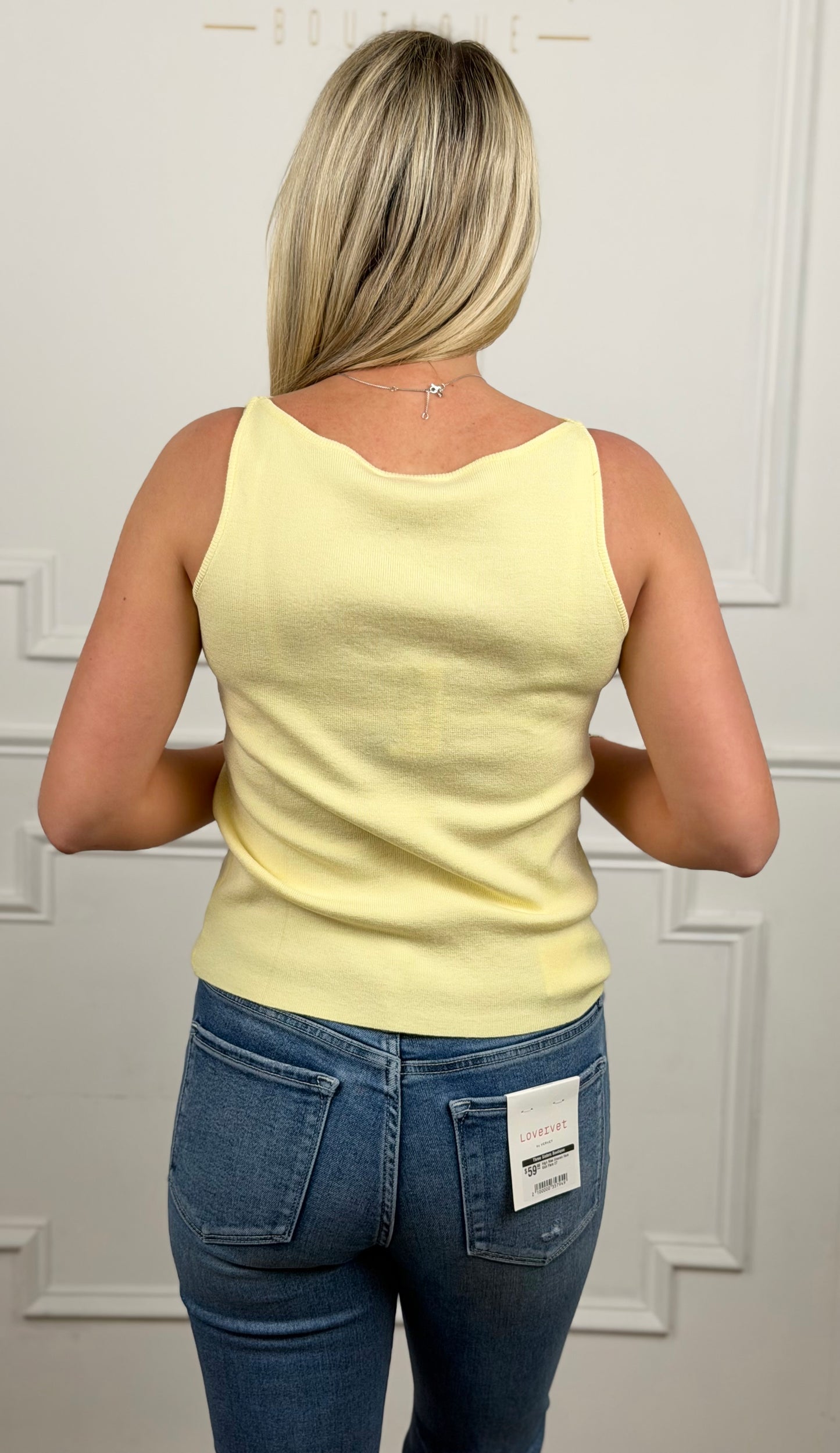 Boat Neck Sweater Tank, Lemon