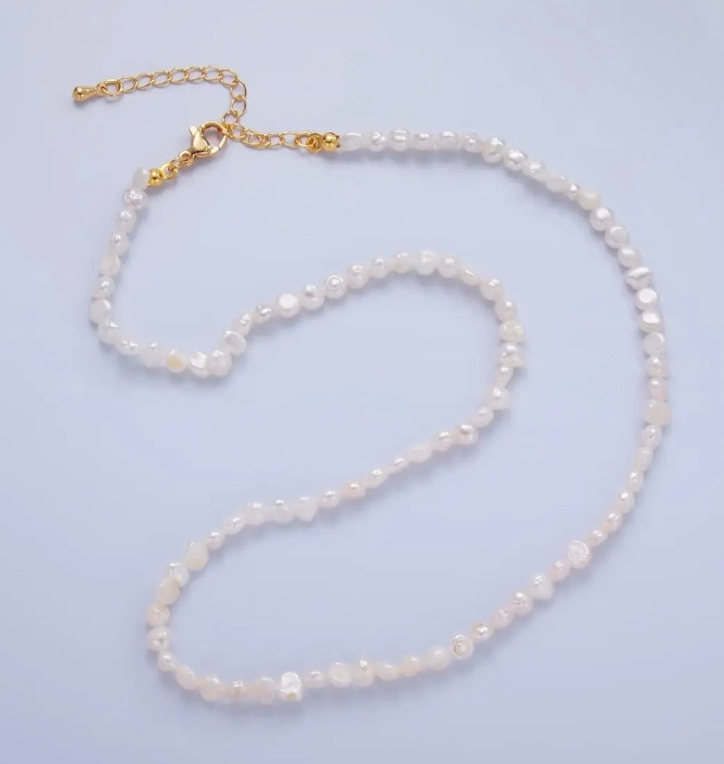 24k Gold Filled 5mm Mini Baroque Freshwater Pearl 16in Necklace