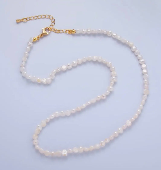 24k Gold Filled 5mm Mini Baroque Freshwater Pearl 16in Necklace