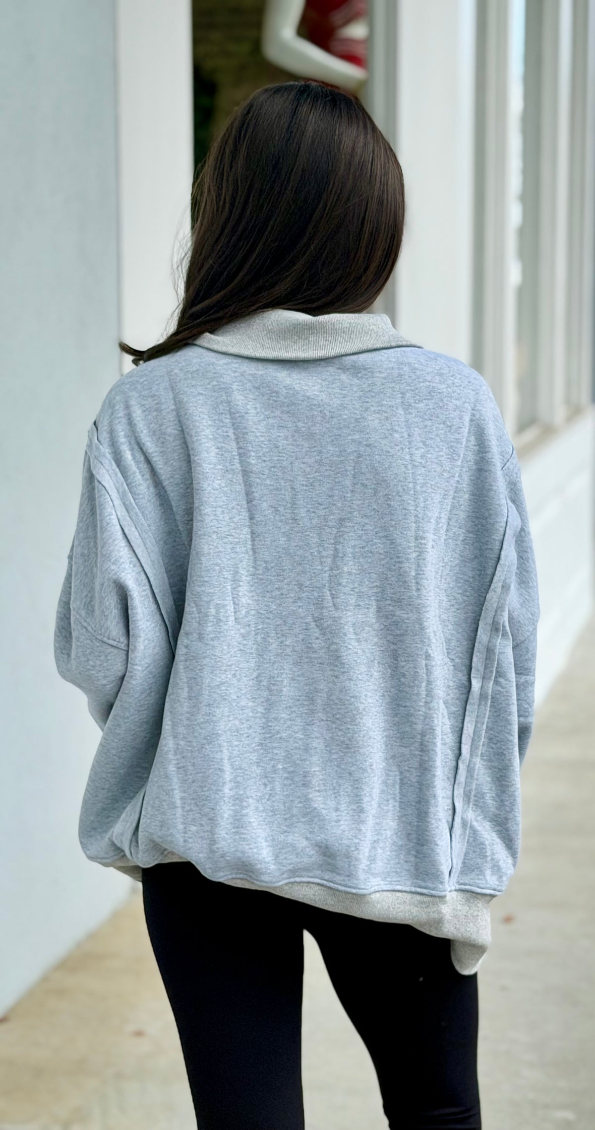 Heather Gray Snap Collar Pullover
