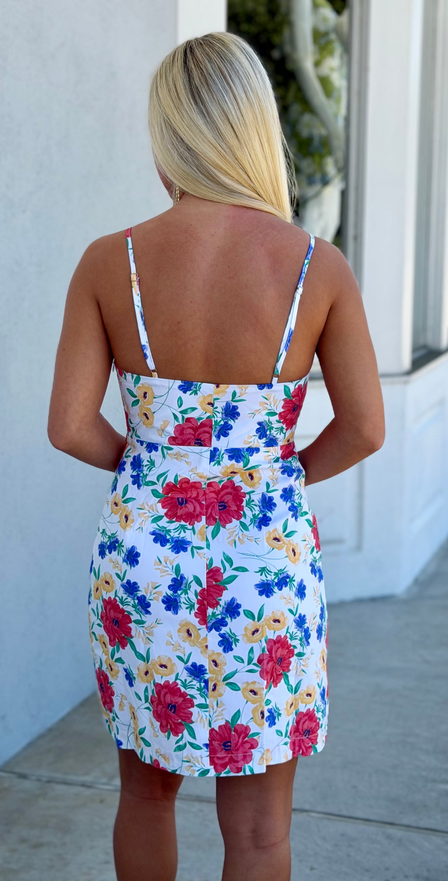 White Multi V Neck Sleeveless Mini Dress