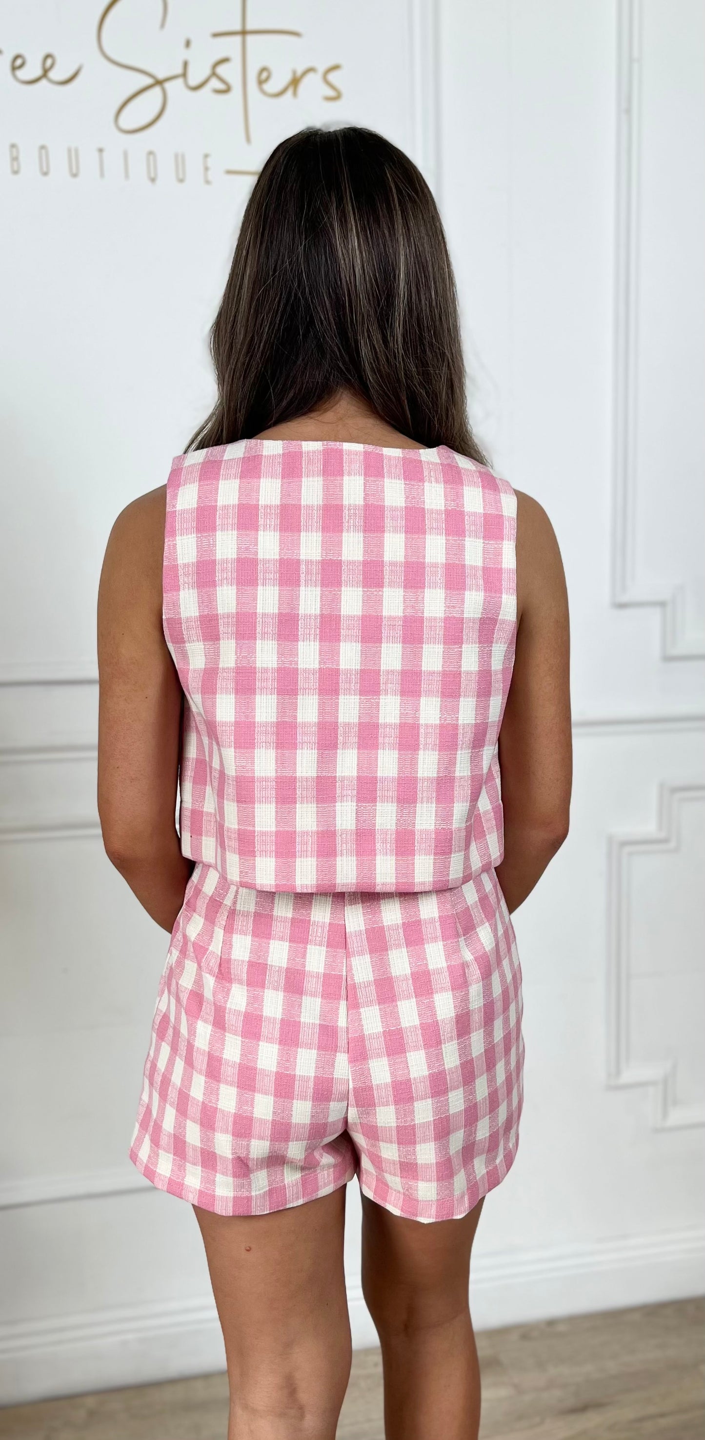 Pink Gingham Scallop Crop Top and Skort SET