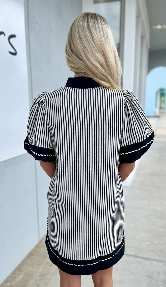 Black/White Striped Mini Dress