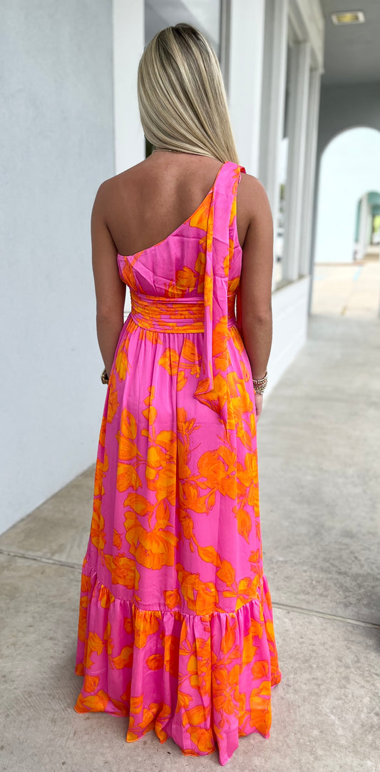 Pacey Floral One Shoulder Maxi Dress