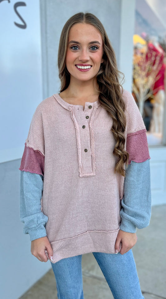 Ribbed Colorblock Top