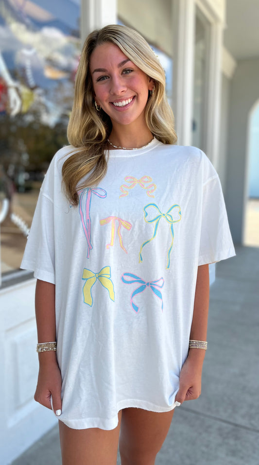 White Coquette Ribbon Tee