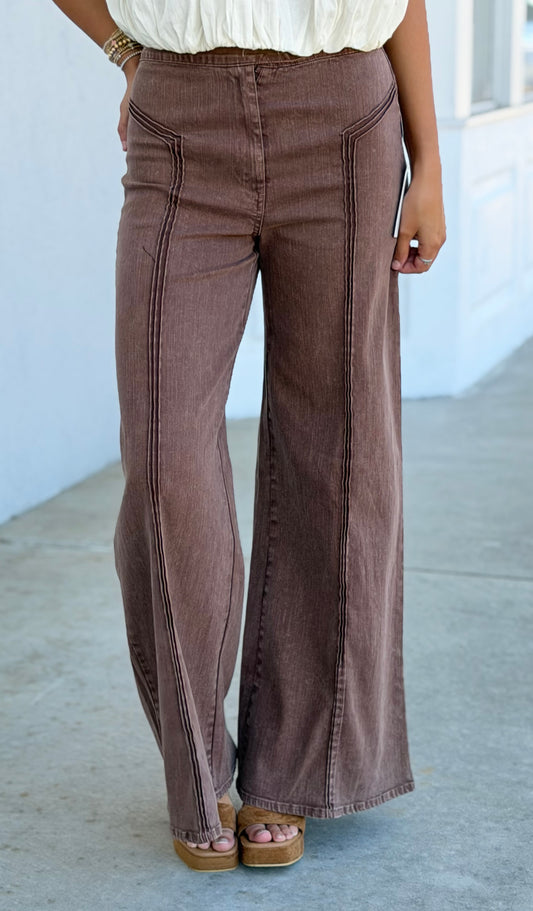 Brown High Waisted Flare Jeans