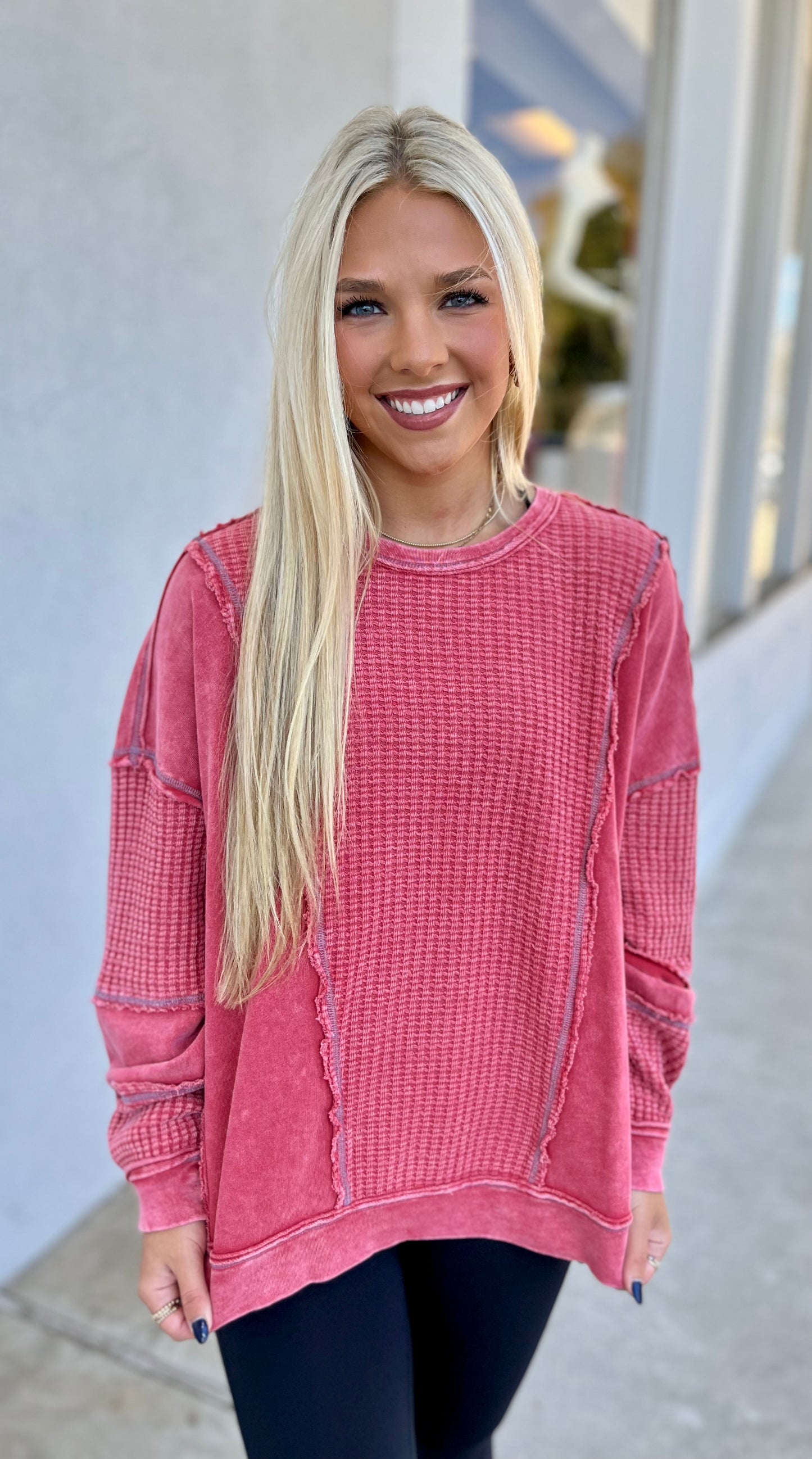 LS Mineral Washed Thermal Top , Red