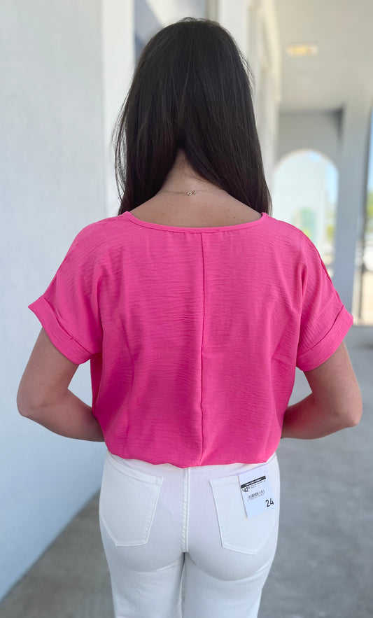 V Neck Bodysuit , Pink