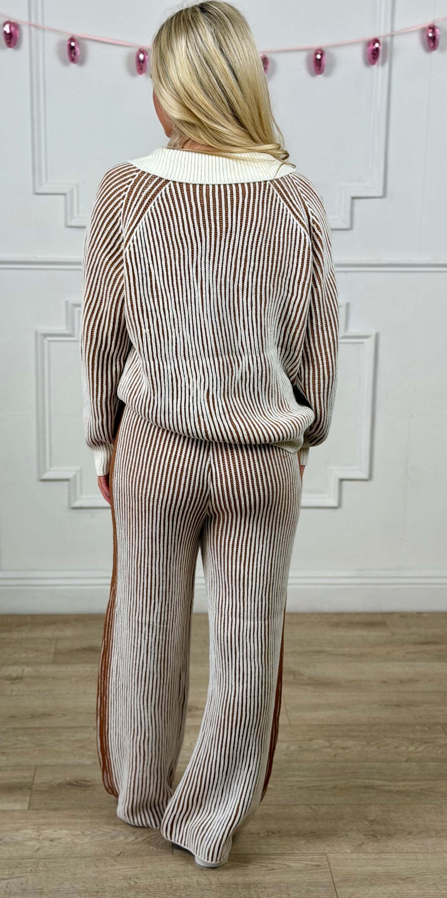 Two Tone Rib Sweater & Pants SET