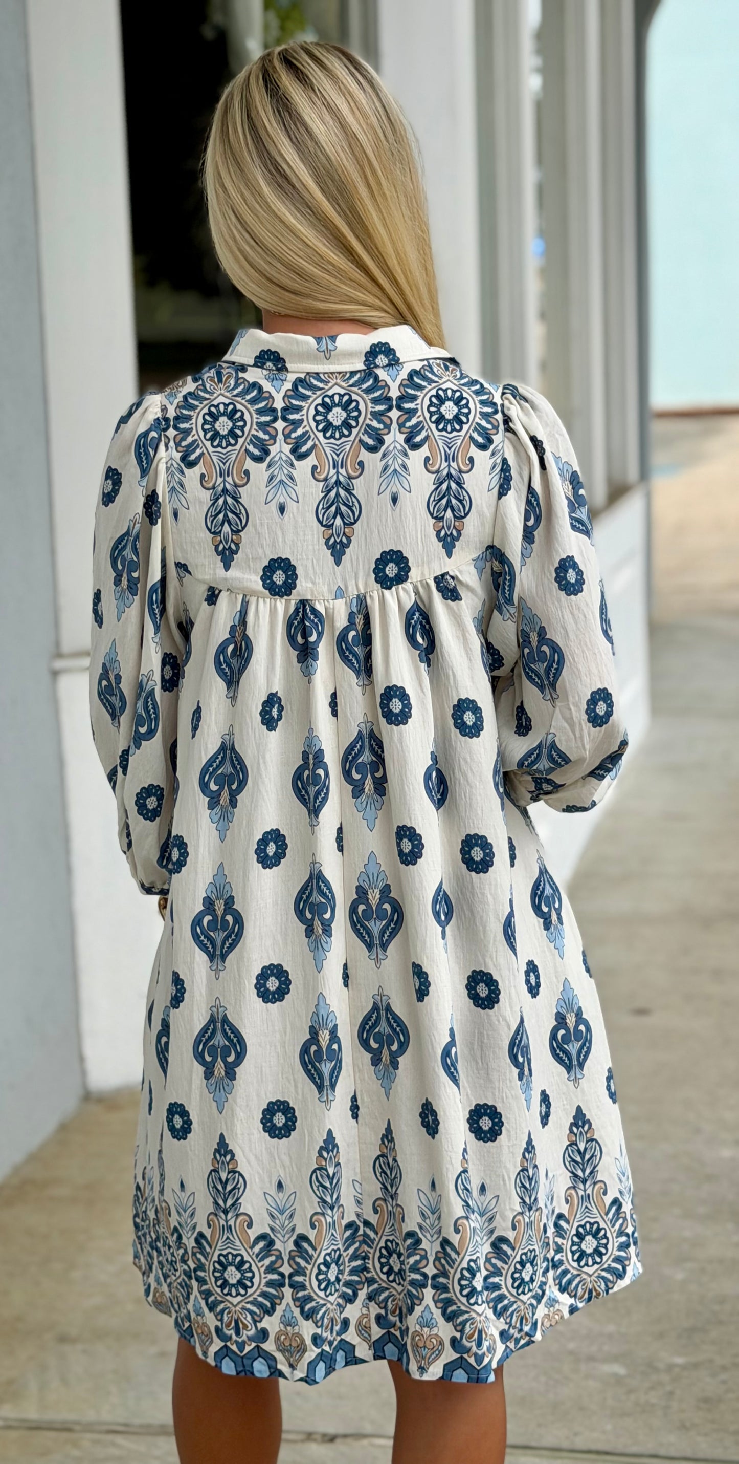 Blue Printed Dress