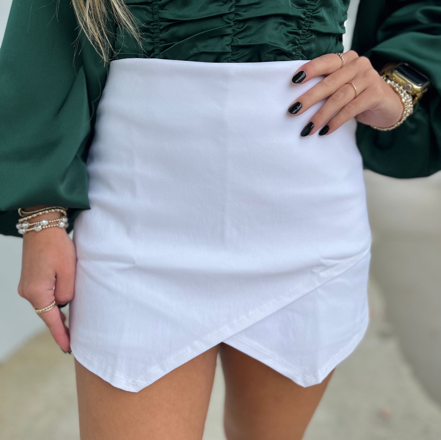 Ivory Solid Skort