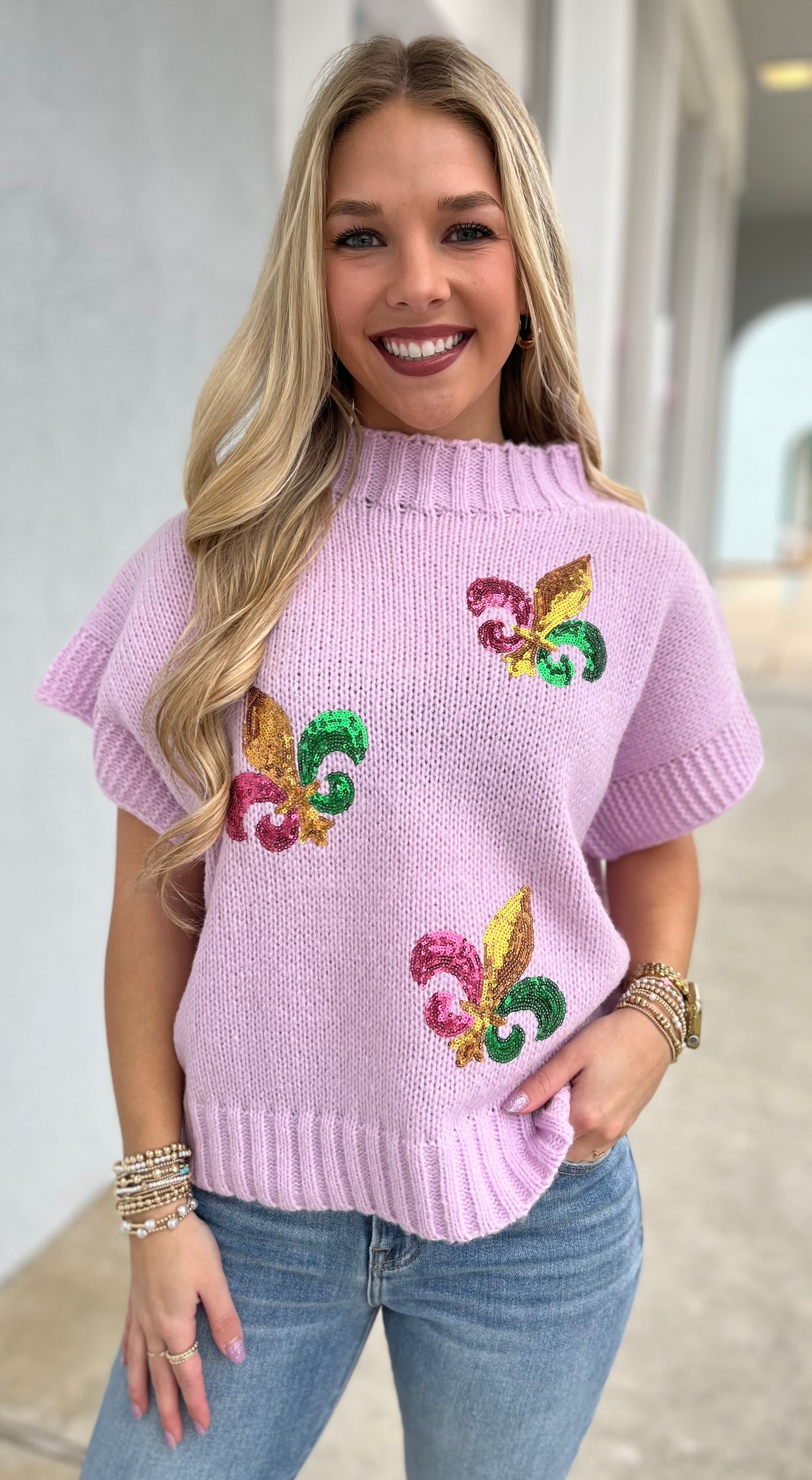 Sequin Mardi Gras Sweater Vest