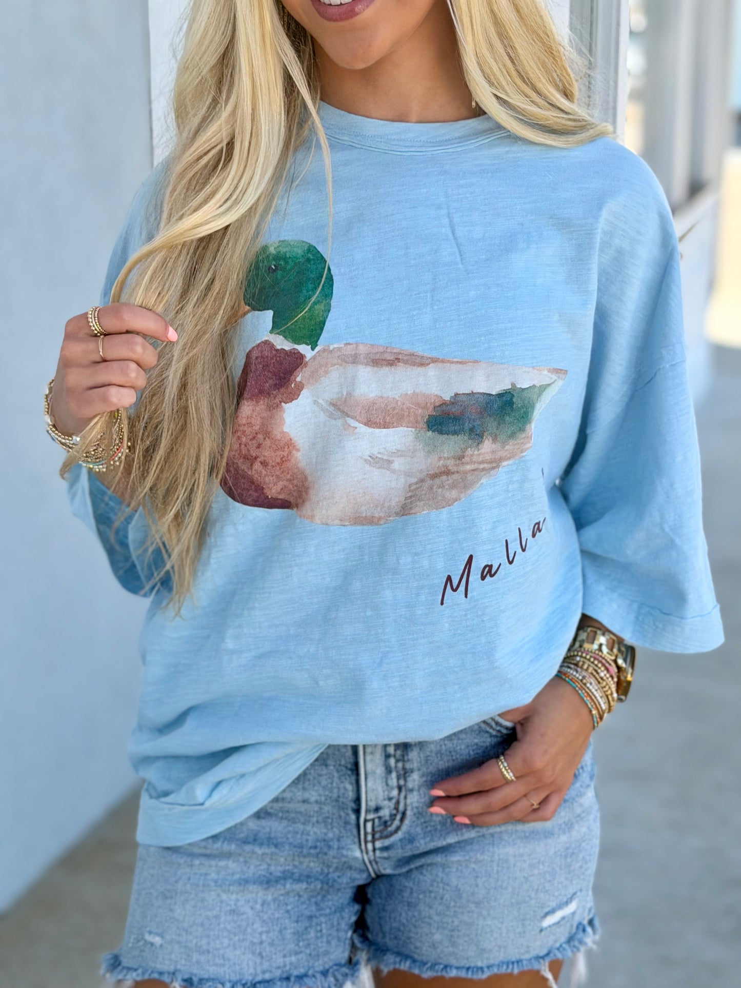 Mallard Duck Light Blue Oversized Tee