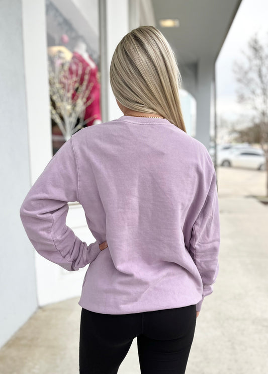 Lavender Puff Cowboy Boots Sweatshirt