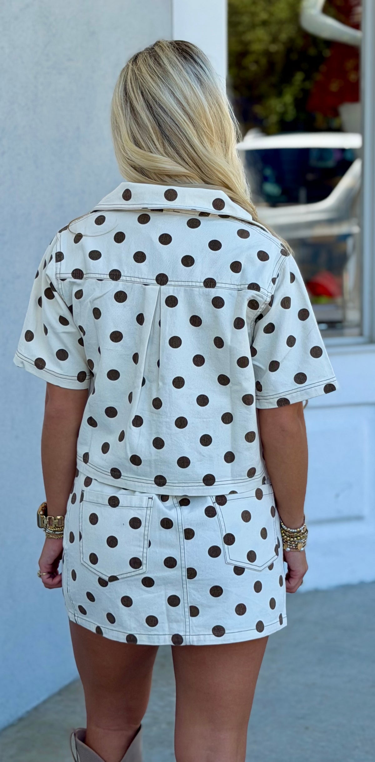 Oatmeal Polka Dot Wrap Skirt