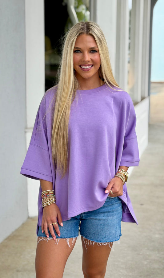 Scuba Round Neck Top, Lavender