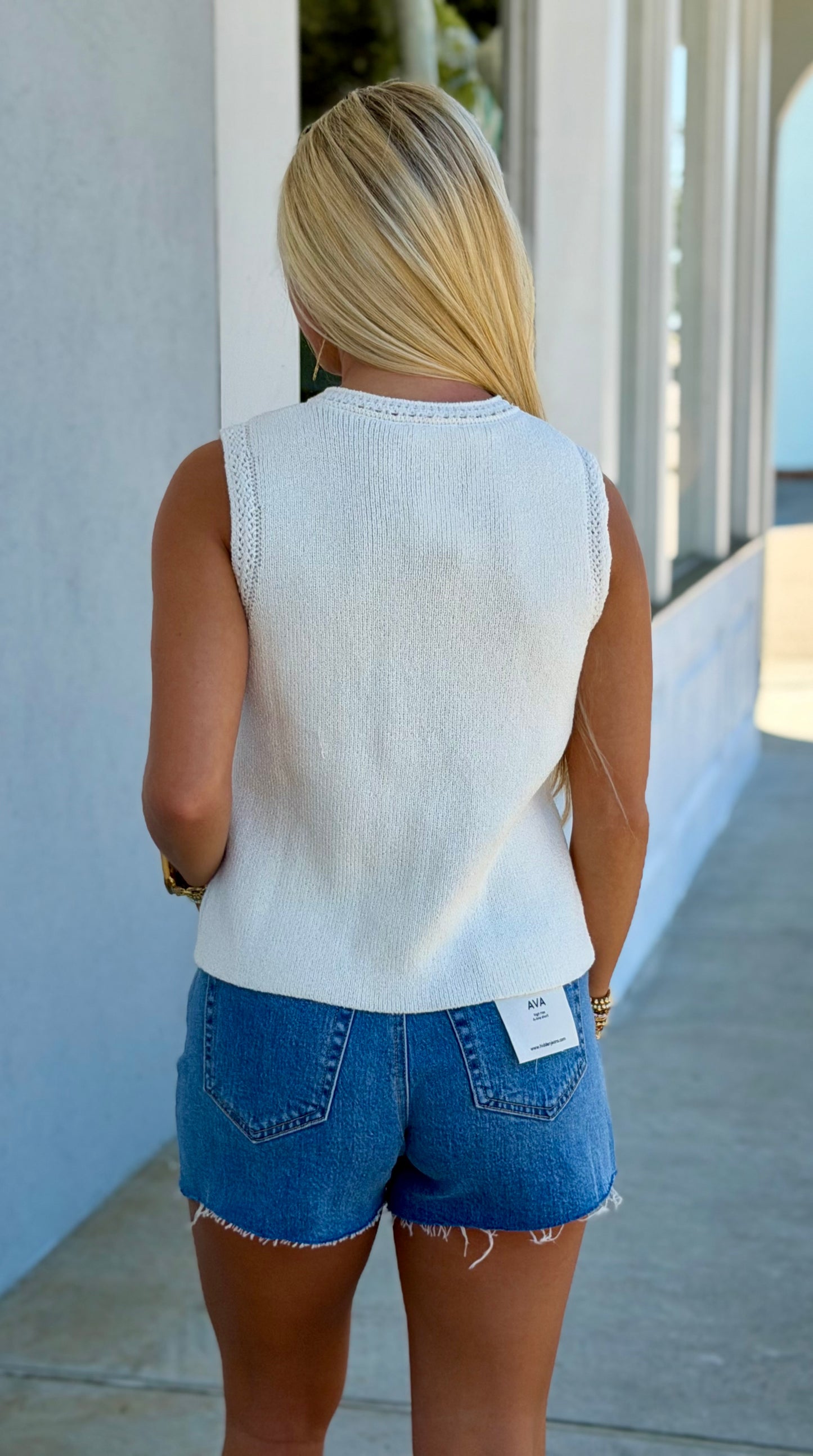 Gold Button Down Sweater Vest, Ivory