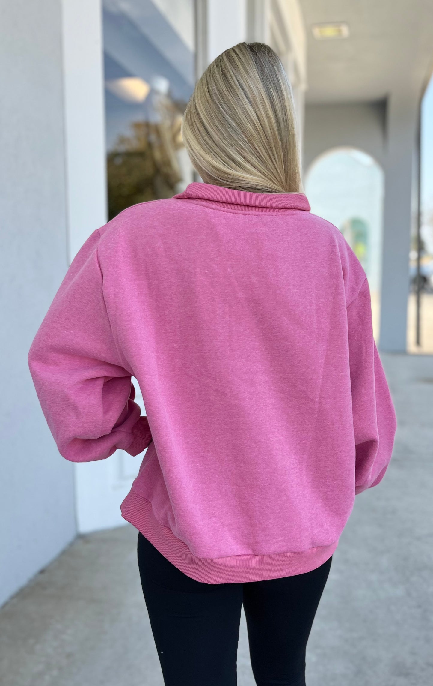 Pink Half Zip Sweatshirt