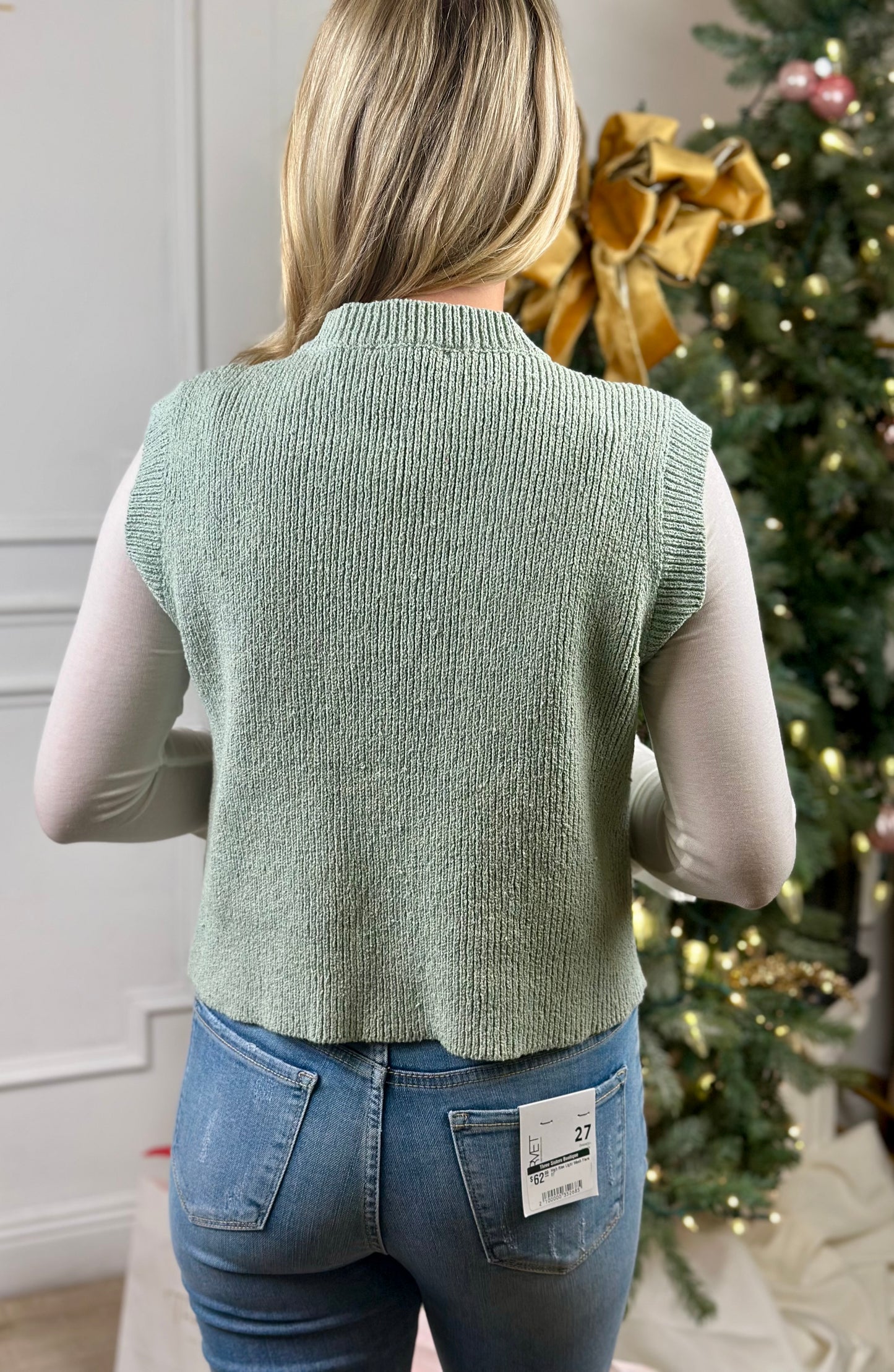 Dk Sage Knit Rib Vest With Pocket