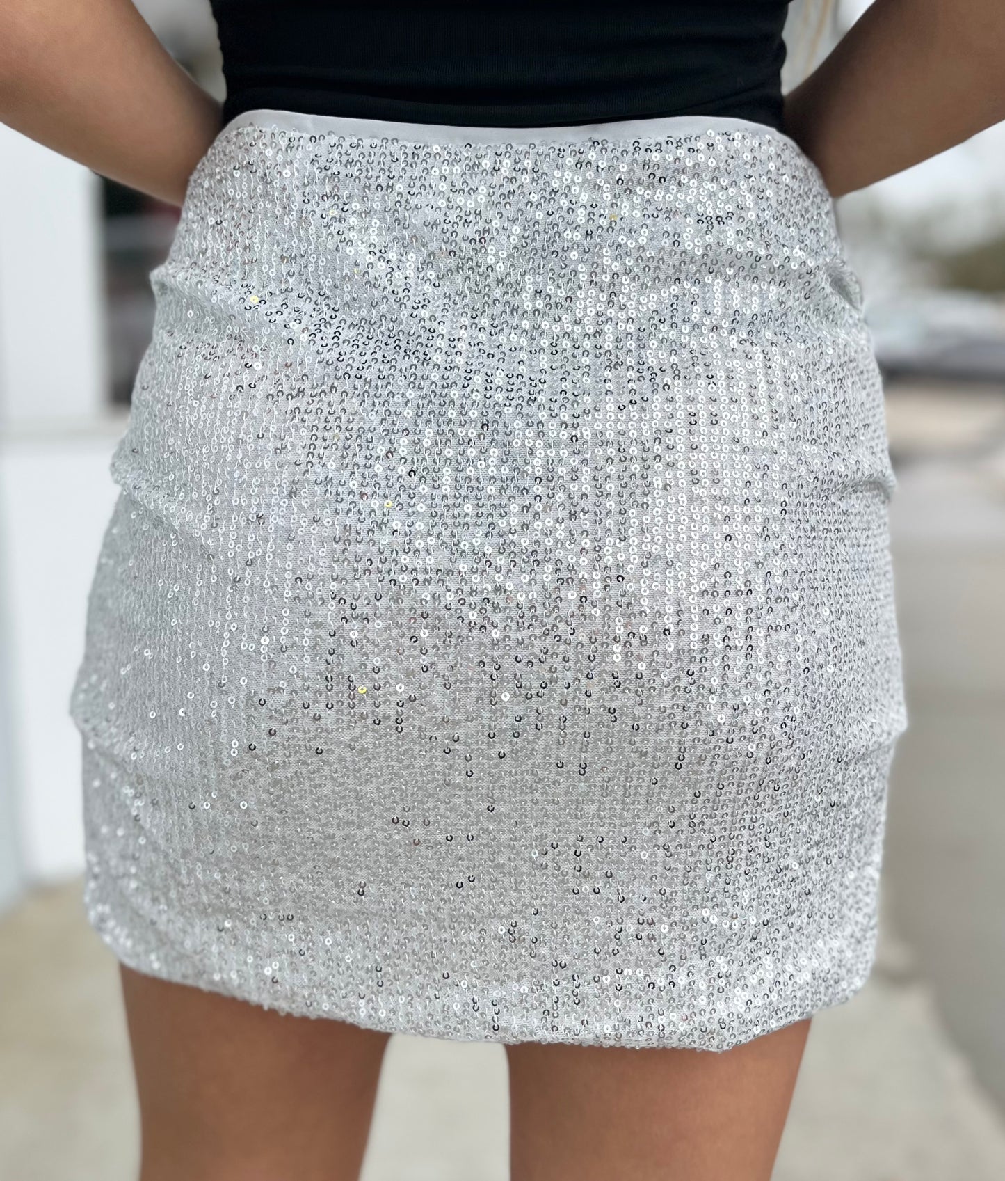 Silver Sequin Skirt