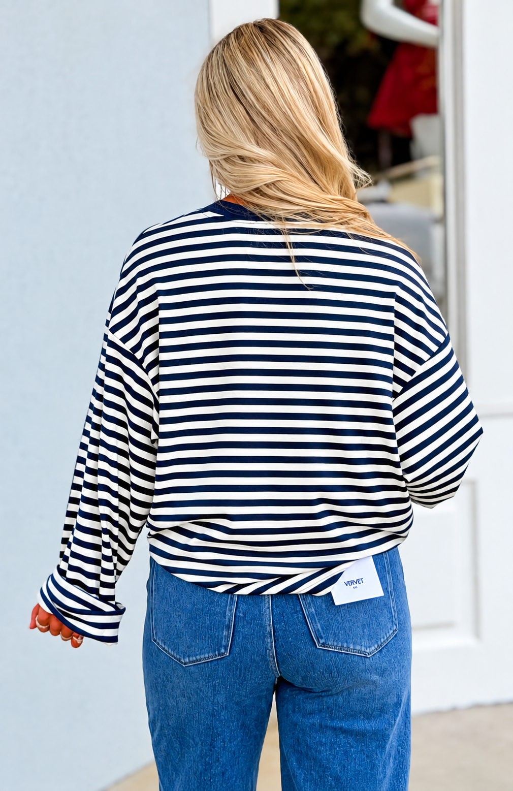 Navy/Ivory Stripe Oversized Soft Top