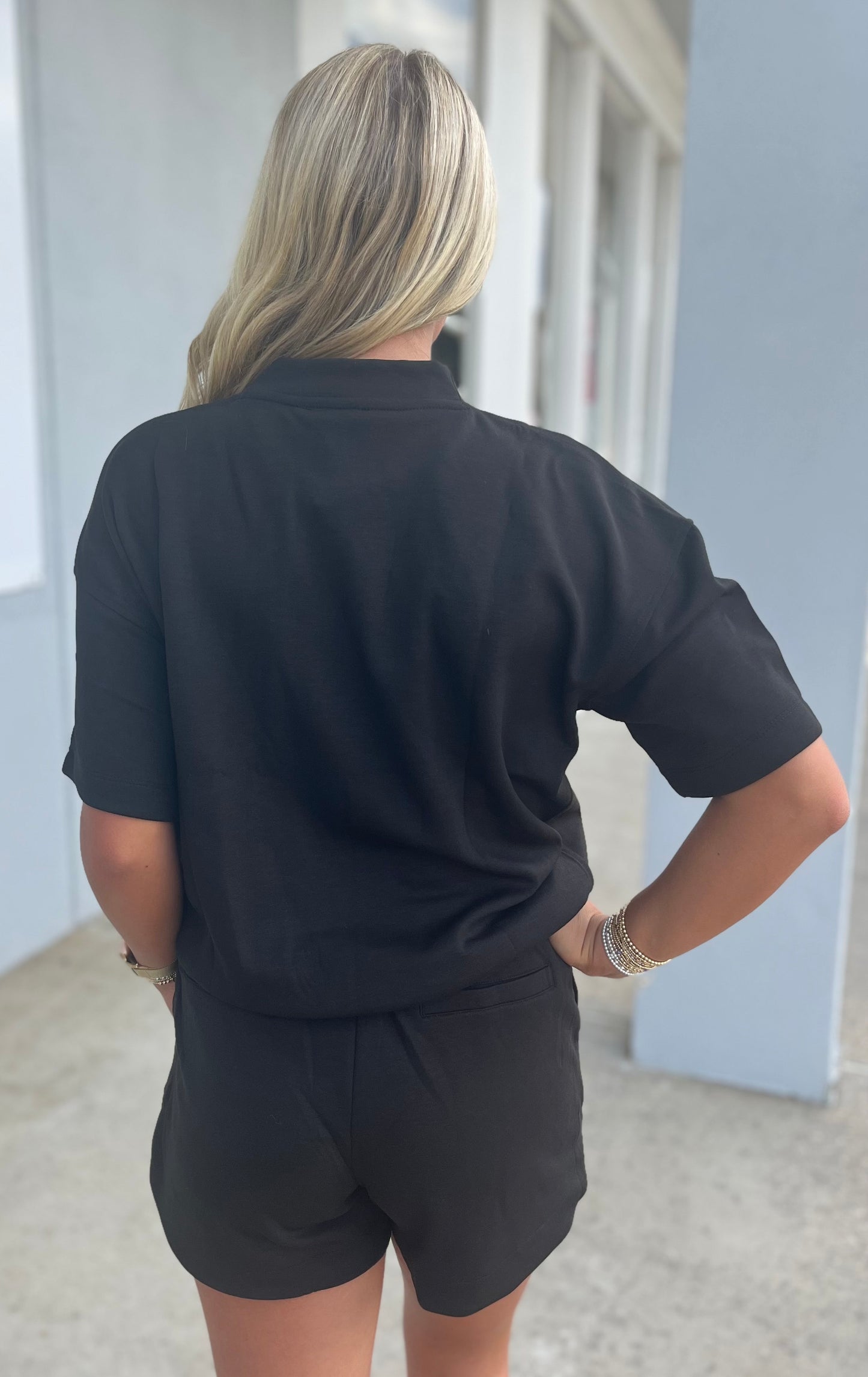 Scuba High Neck Top & Shorts SET, Black