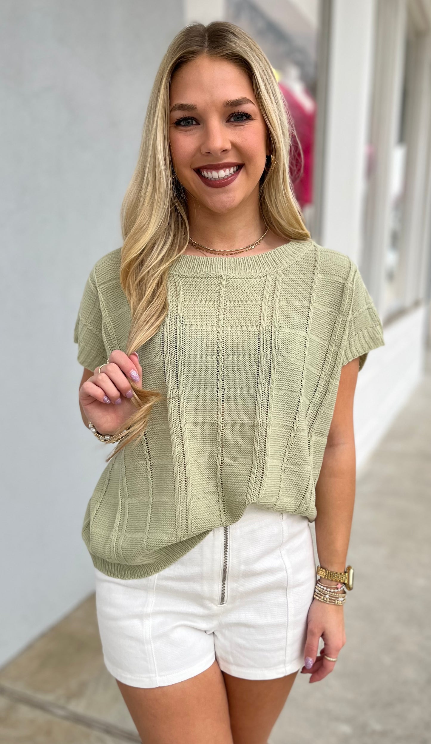 Pistachio Round Neck Sweater Vest