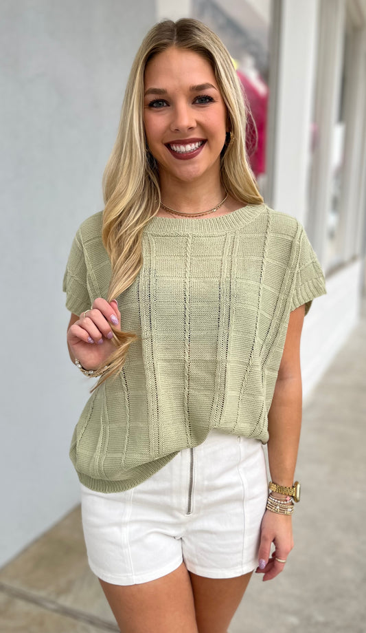 Pistachio Round Neck Sweater Vest