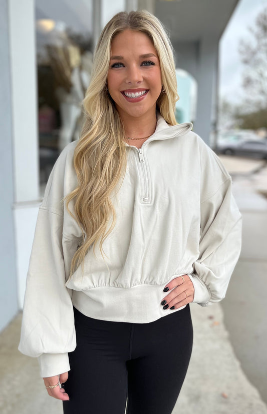 Wide Band Quarter Zip Pullover