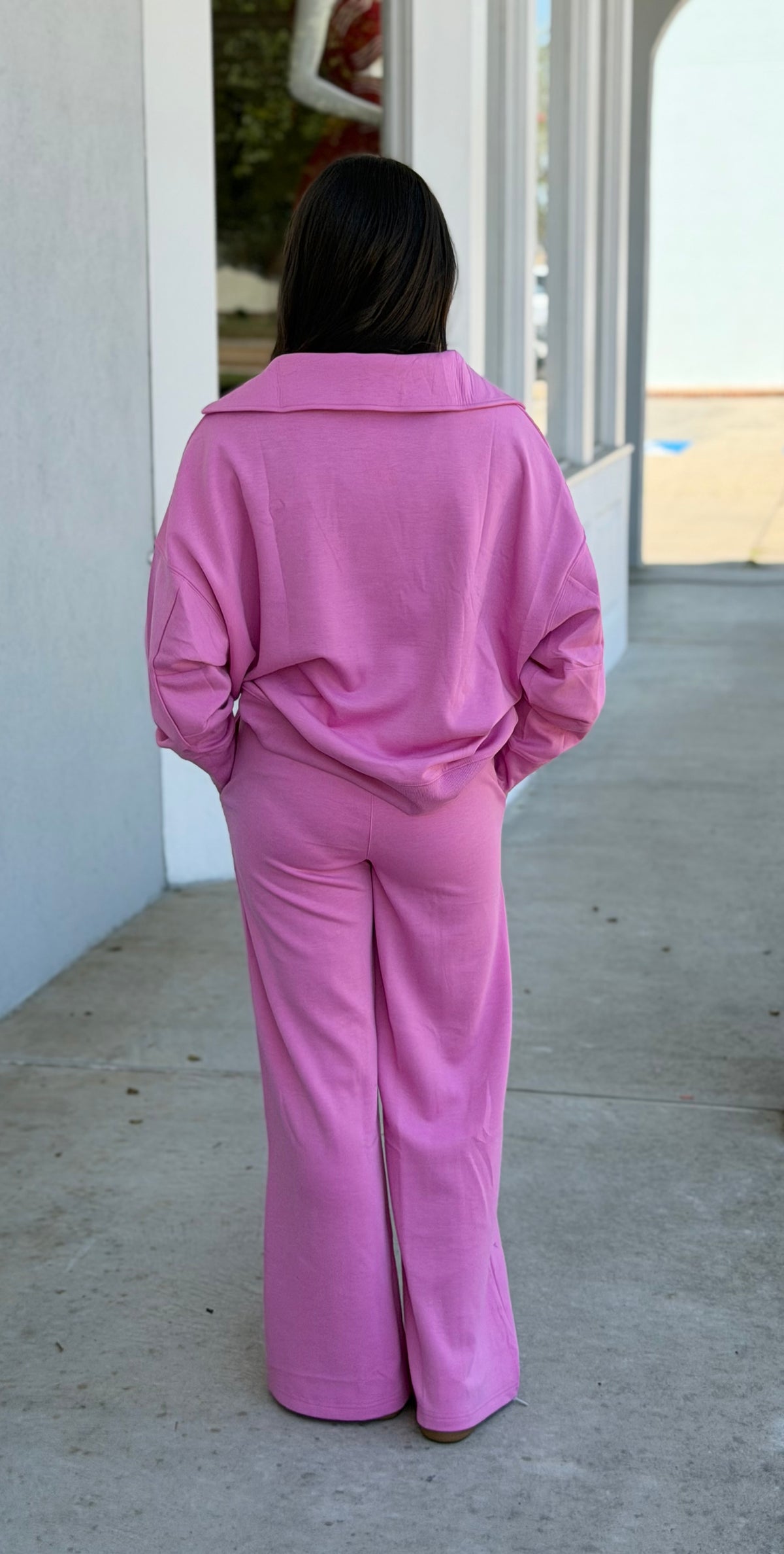Scuba Collared Pullover & Pants SET, Candy Pink