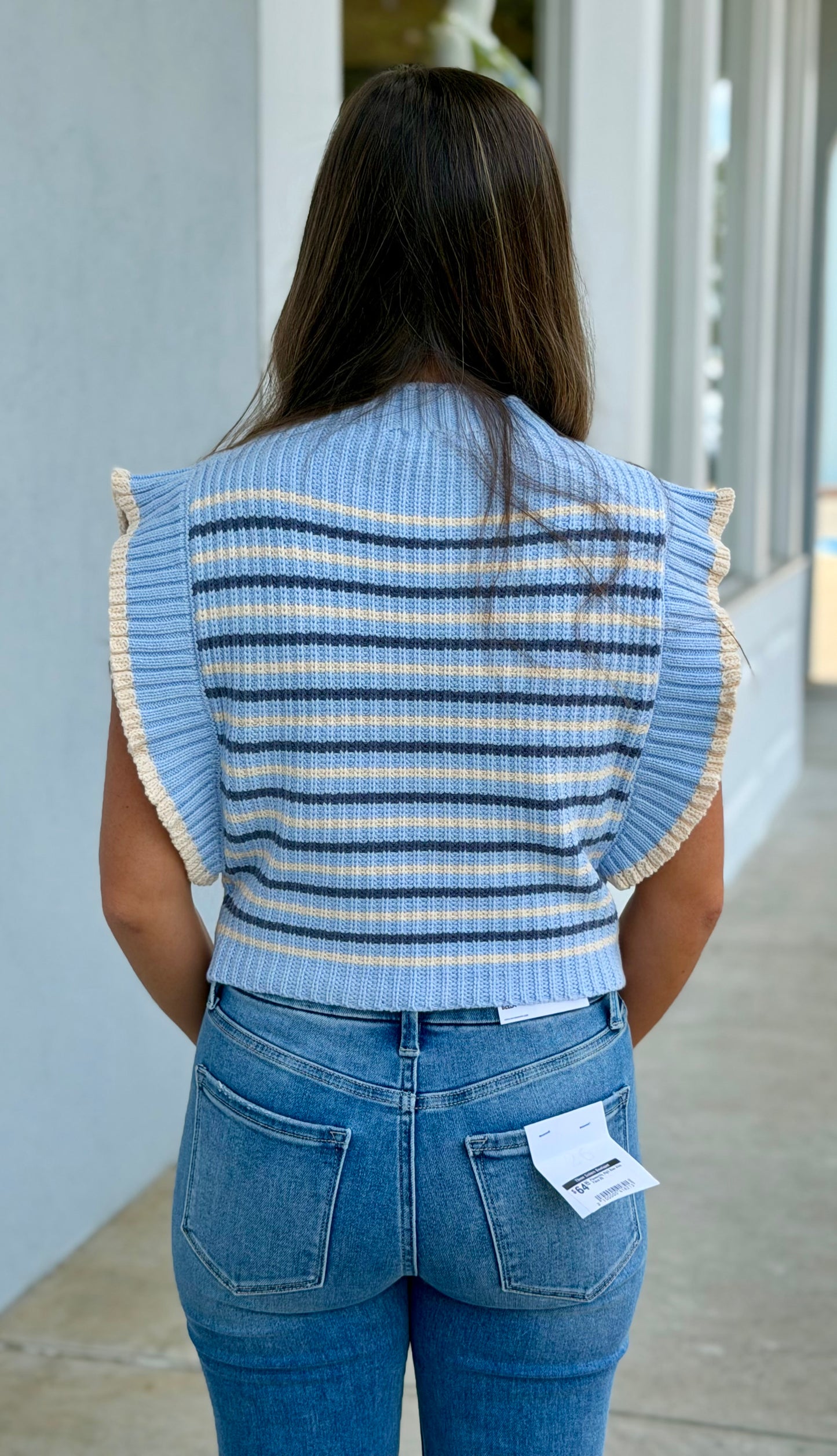 Lt. Blue Striped Knit Sweater