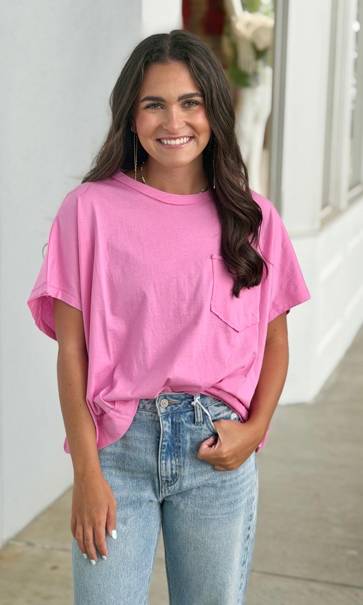 Oversized Boxy Top, Candy Pink