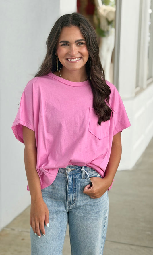 Oversized Boxy Top, Candy Pink