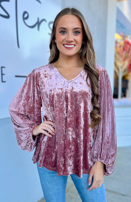 Rose Taupe Velvet Top