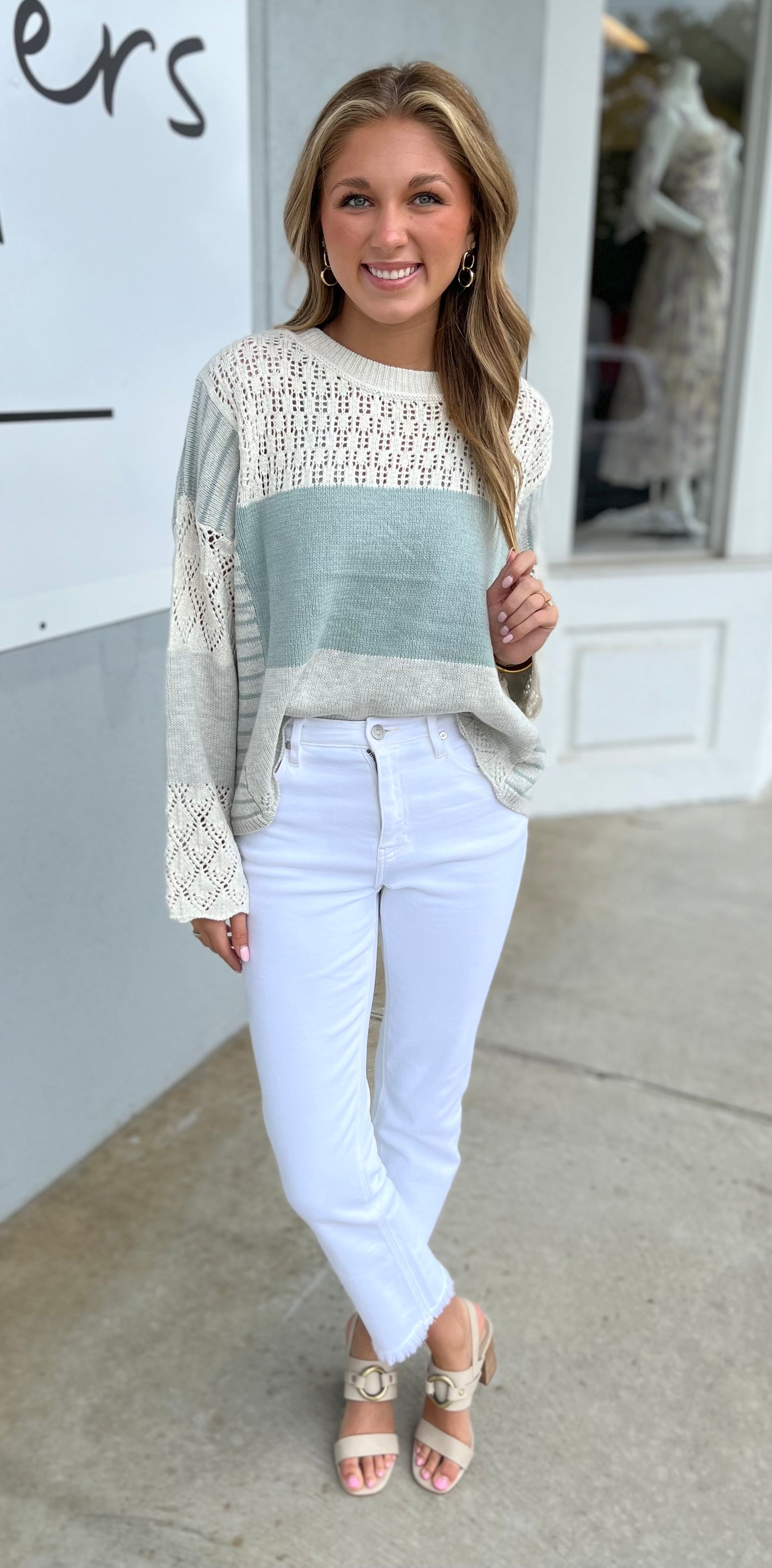 Colorblock Contrast Knit Sweater