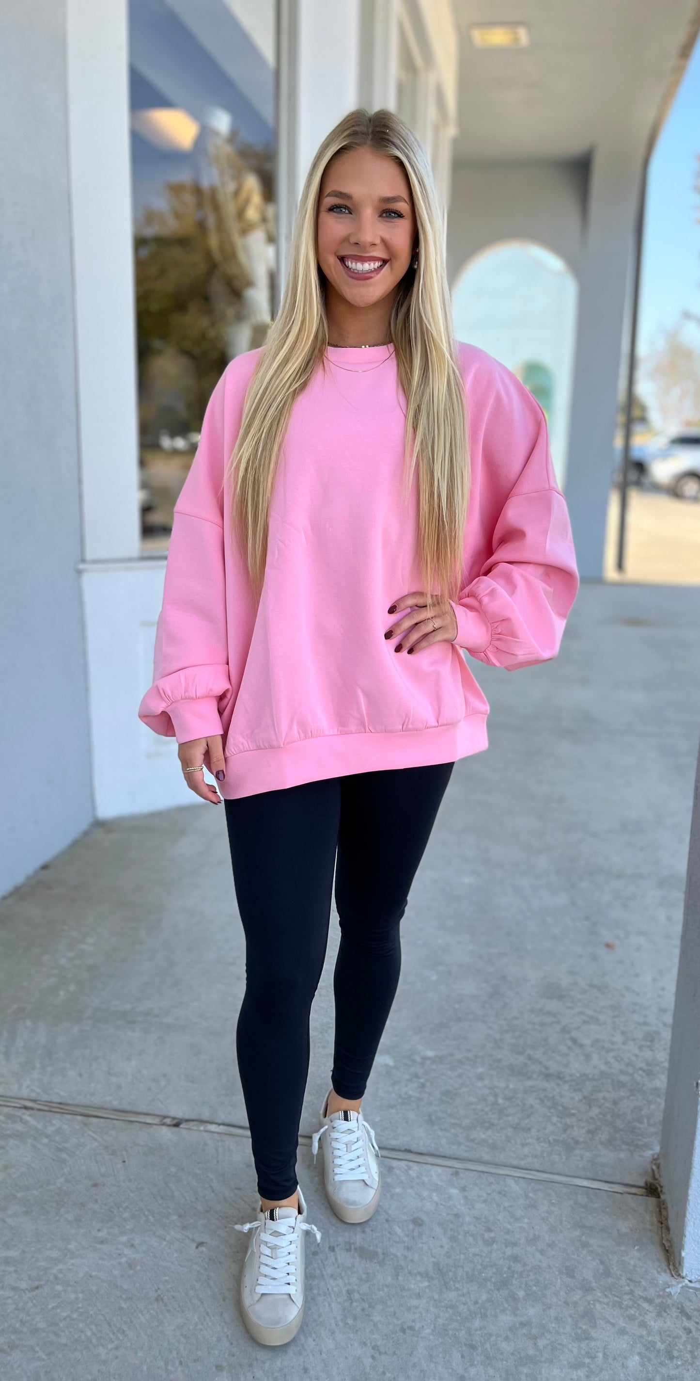 Pink Solid Scuba Sweatshirt