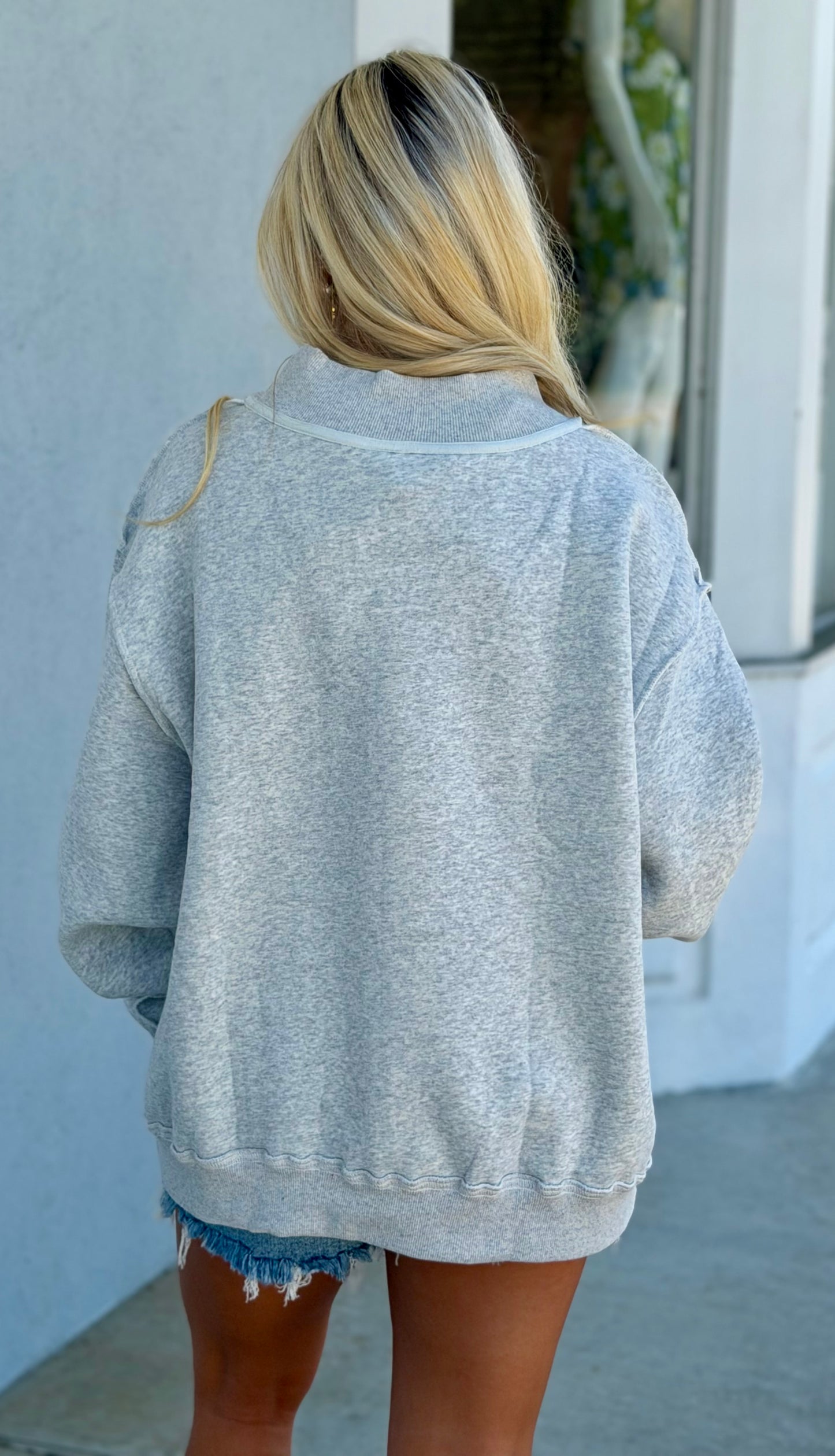 Faith Embroidered Polka Dot Sweatshirt-H Grey