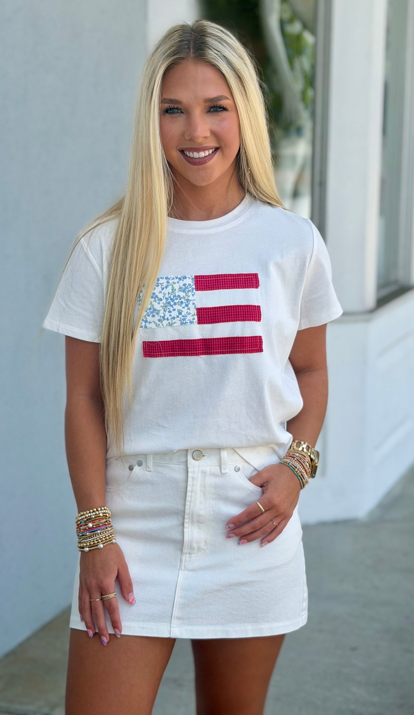 Flag Patchwork Knit Top
