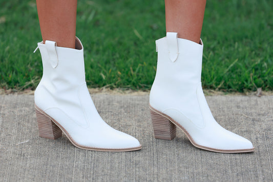 White Two Paneled Western Boot