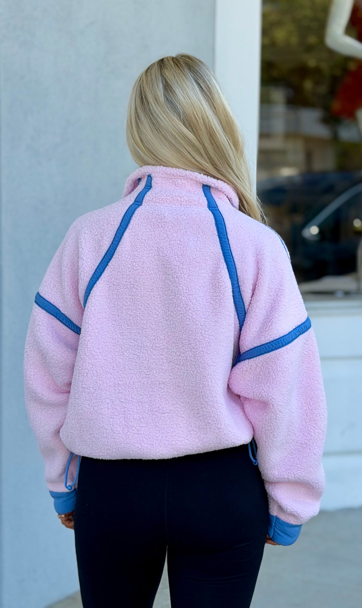1/2 Zip Sherpa Pullover Periwinkle/Pink