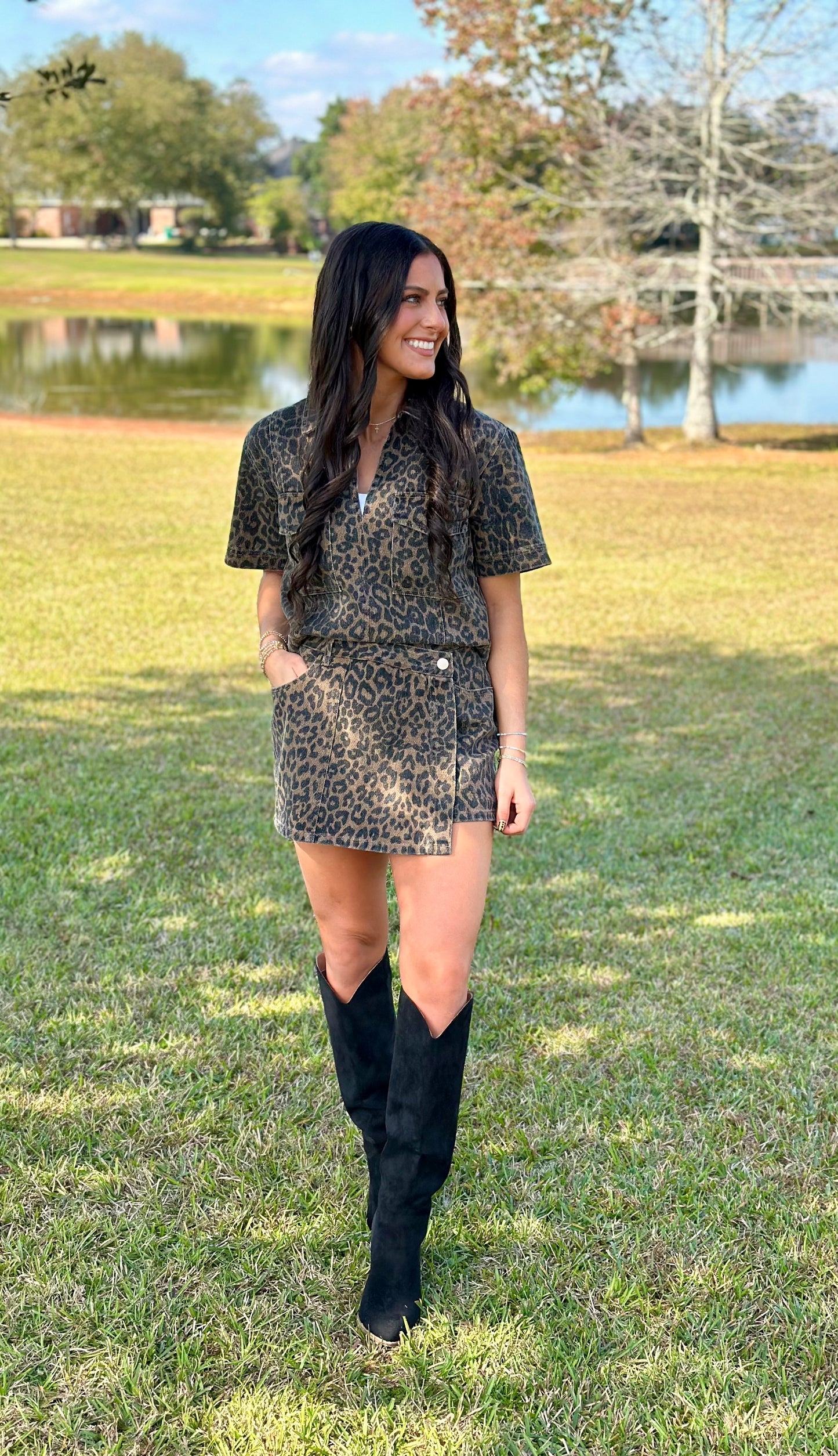 Brown Leopard Wrap Skort