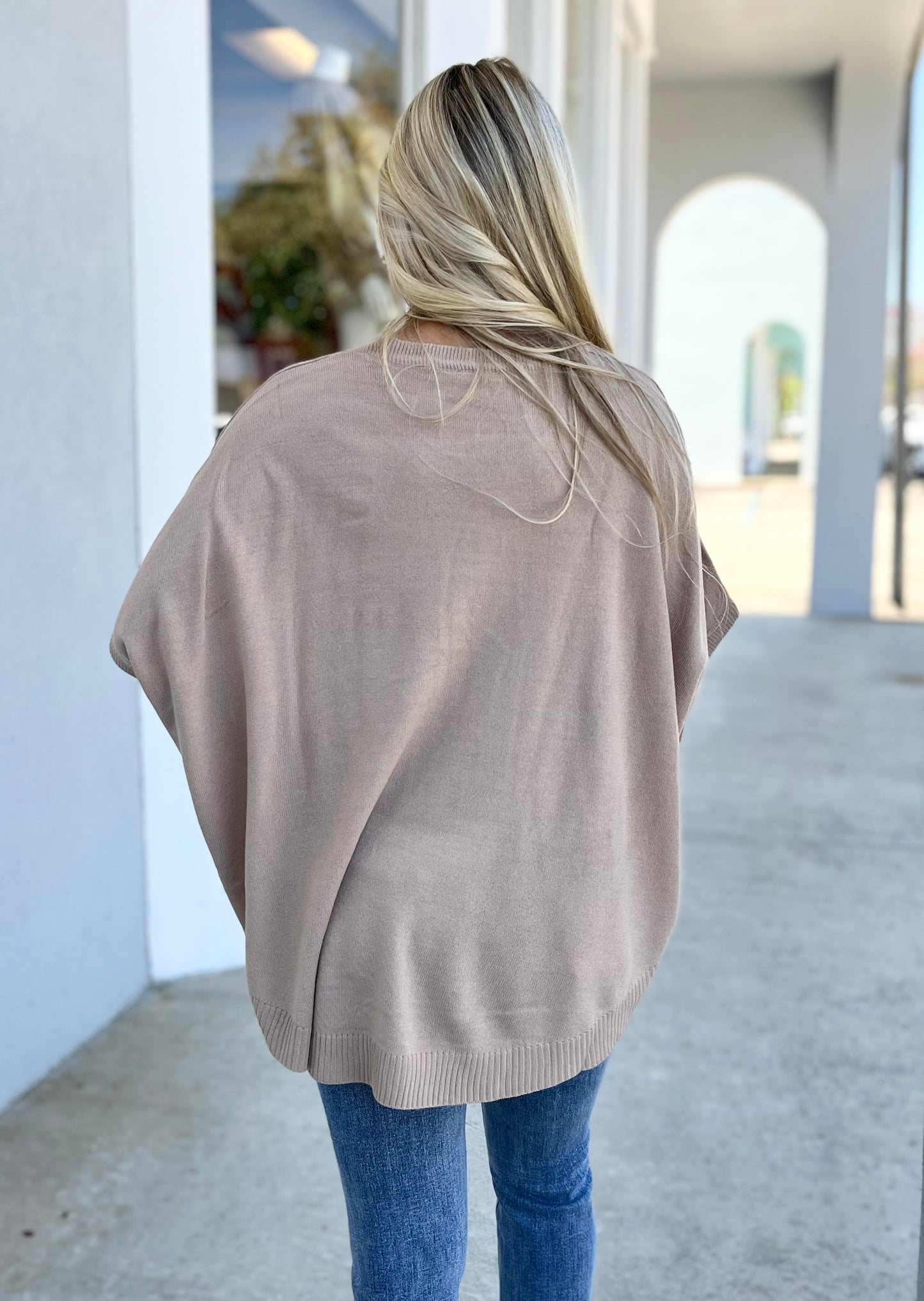 Taupe Poncho Sweater