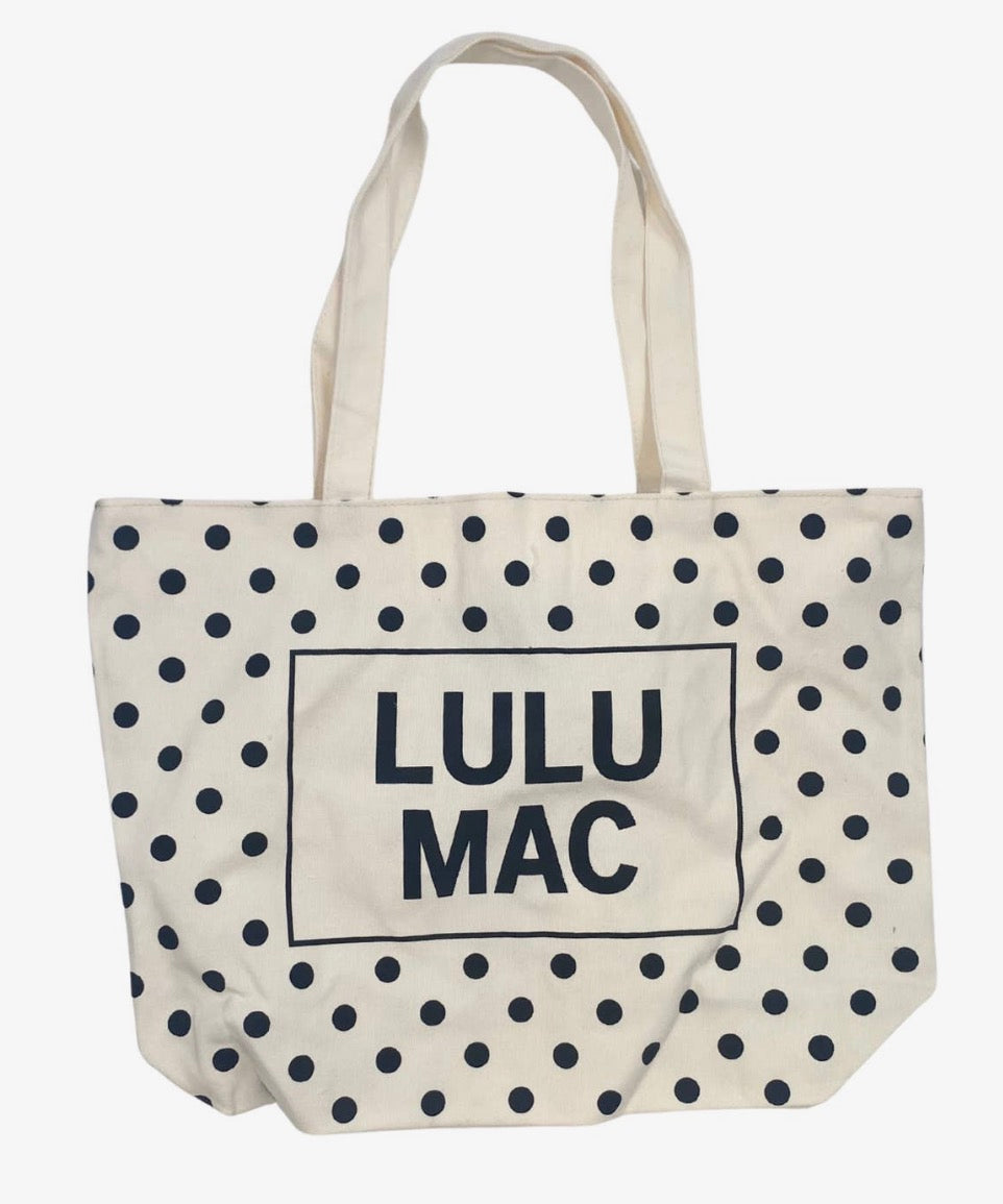 Lulu Mac Polka Dot Tote, Black Dot On White