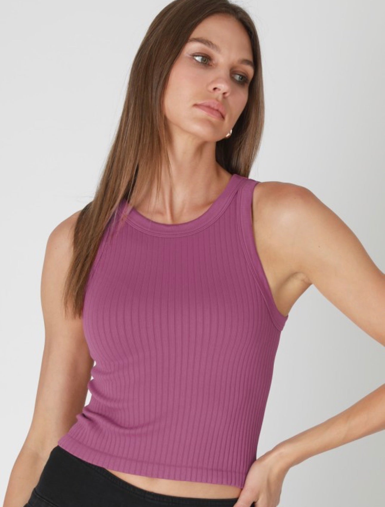 Wide Ribbed Tank Top , Mulberry