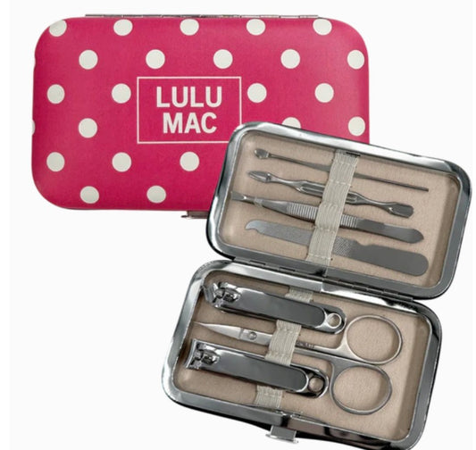 Polka Dot Lulu Mac Manicure Set, Pink/White