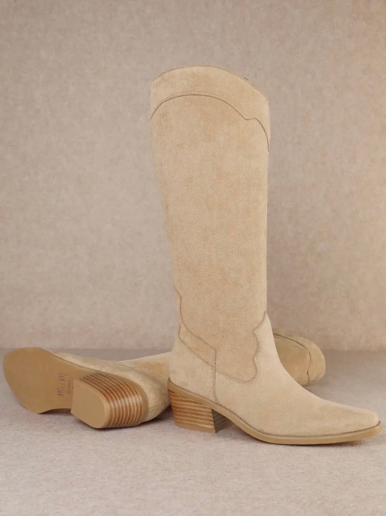 Juliette Beige Modern Western Tall Boots