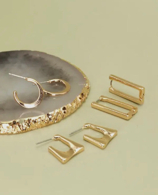 Geo Mini Trio Hoop Earrings